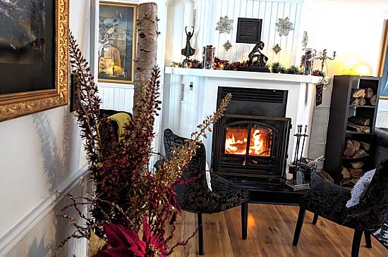 Living room with fireplace B&B La Tremblante